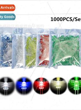 1000PCS 5MM LED Blue Green Yellow Red Whe Round Color Diode