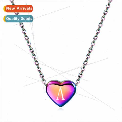 Europe Stainless Steel Peach Heart Alphabet Pendant Love Col