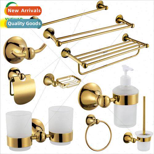 Golden towel rack set bathroom hardware pendant full copper