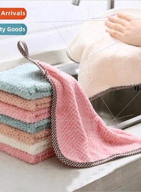 Hangable Coral Velvet HTowel Kchen Cleaning Towel Square Dis