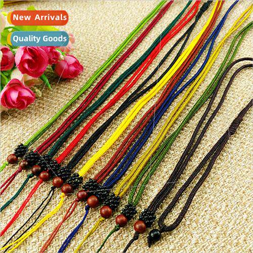 Small wooden beads necklace rope wool ethnic retro pendant l