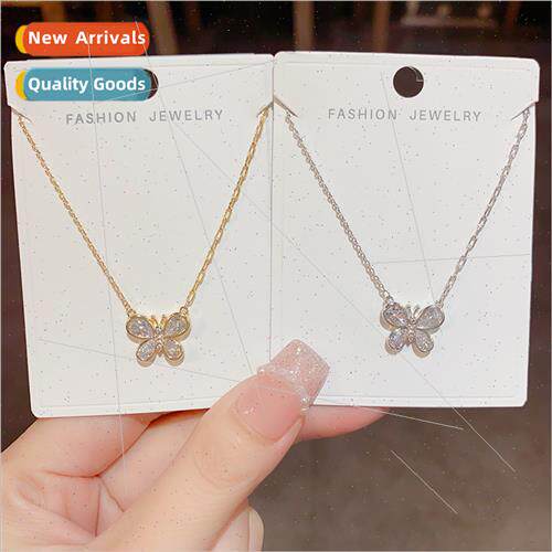 che Butterfly Zirconia Necklace Women Sweet Lockbone Chain