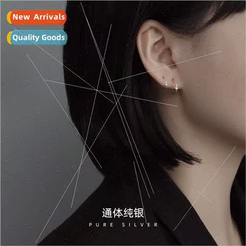 s925 silver size circle earrings Korea women simple round ea