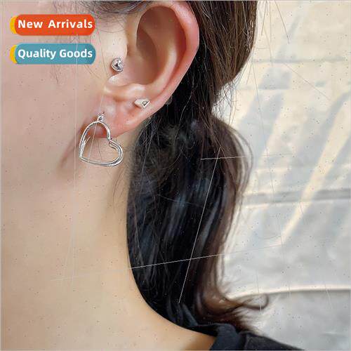 Heart-shaped earrings tide sweet Koreahollowing love heart e