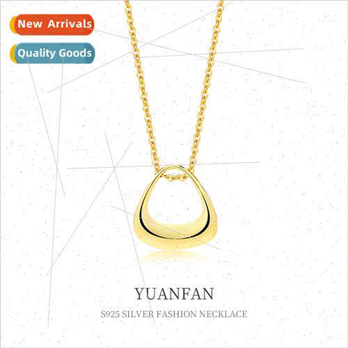 925 silver hollowed out triangle geometric necklace women Eu