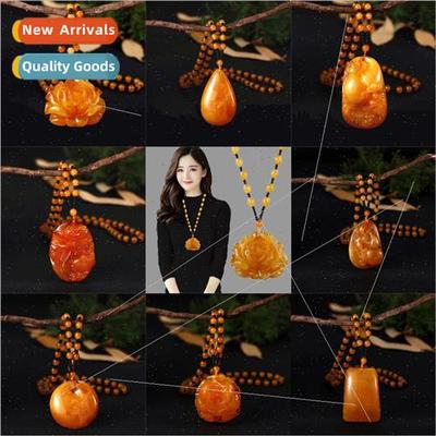 Beeswax pendant teardrop pendant necklace long old beeswax s