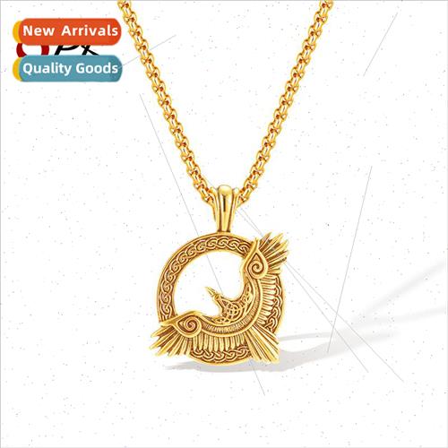 Celtic Viking Stainless Steel Eagle Flight Pendant Necklace