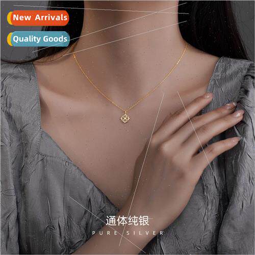 S925 silver plated Koreaquadrilateral necklace female zircon
