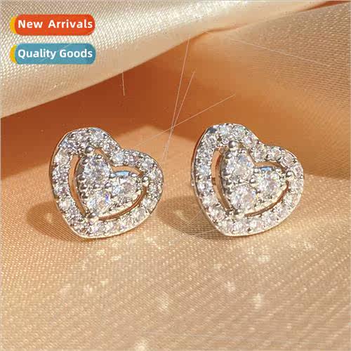 Hundreds sparkling love heart earrings 2023 new earrings nic