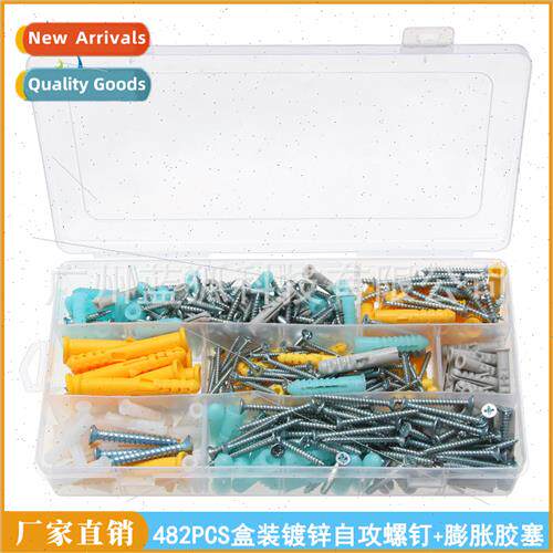 482pcs boxed -tapping screws zinc plated expansion plug comb