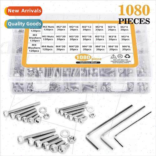 1080pcs boxed screws304 hexagon socket head cap screws nuts
