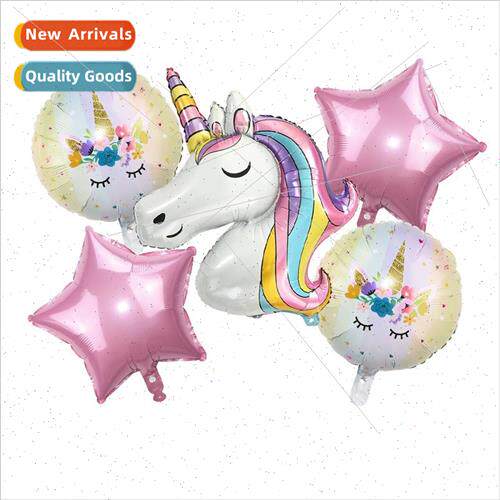 Macaroon Unicorn Head 5 pcs Balloon Set Children Birthday Pa