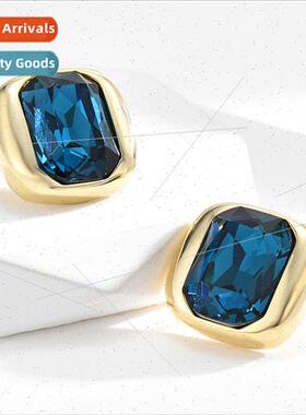 Europe square crystal earrings female 2023 new tide simple s