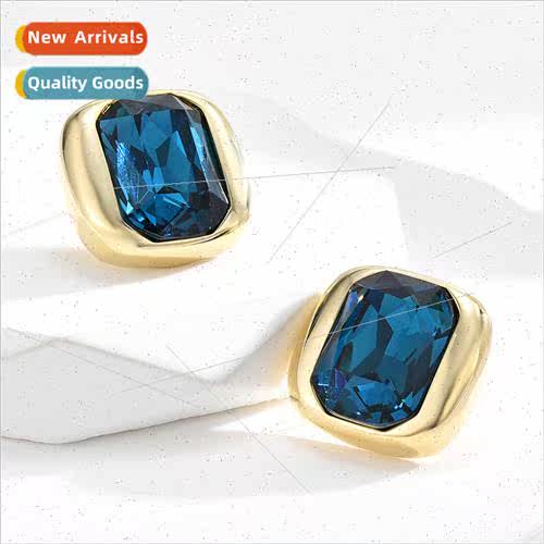 Europe square crystal earrings female 2023 new tide simple s