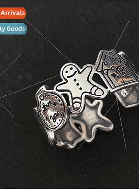 Graffi gingerbread man opening adjustable ring women ins nic