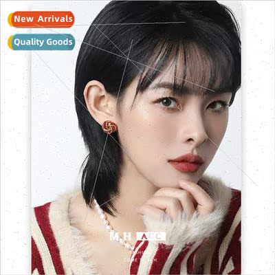 French concentric knot earrings female oil drop delicate tid