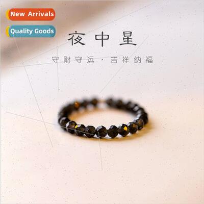 3mm very fine obsidian ring women vintage faceted crystal ri