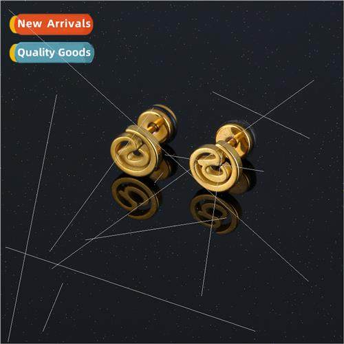 Korea simple stainless steel letters earrings niche female e