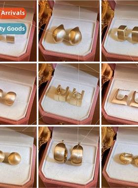 Golden color silver pin arc geometry earrings fashion commut