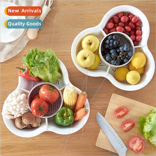 4 compartments detachable draining basket double plastic kch