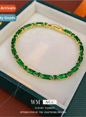Plated Emerald Zirconia Clasp Bracelet Delicate Bracelet HJe
