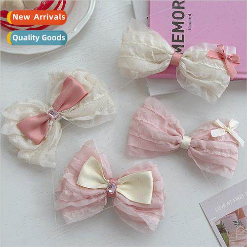 Ballet wind ribbon Korea bow hair clips girls cloth back hea