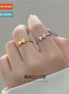 lver bow ring female fashion niche 2022 new tide index finge