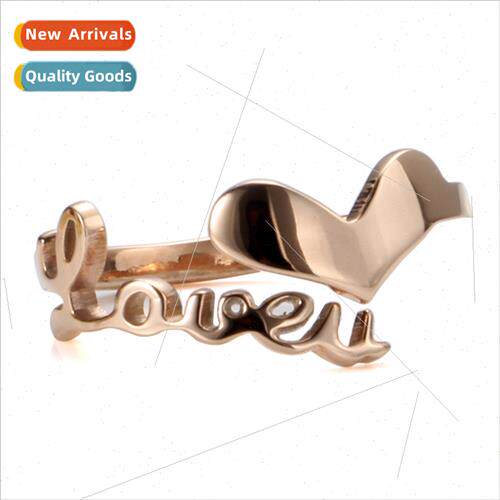 Korea new love Love letters hollow rose gold stainless steel