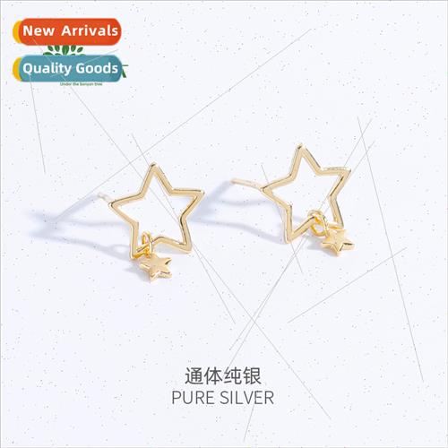 S925 lver Hollowed Out Pentagram Earrings 2021 New Wave che