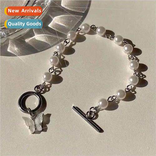 Korea butterfly pearl bracelet female ins hundred wh no colo