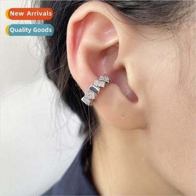 Geometric inlaid zirconia earrings fall winter fashion fake