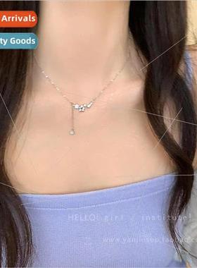 Delicate pentagram zirconia tassel necklace women niche hund