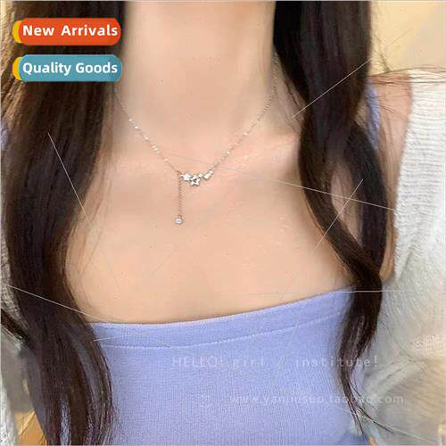 Delicate pentagram zirconia tassel necklace women niche hund