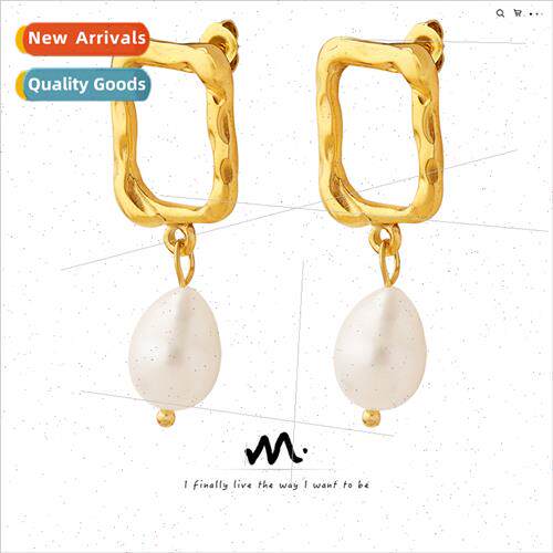 Korea creative irregular geometric natural earrings ring tan