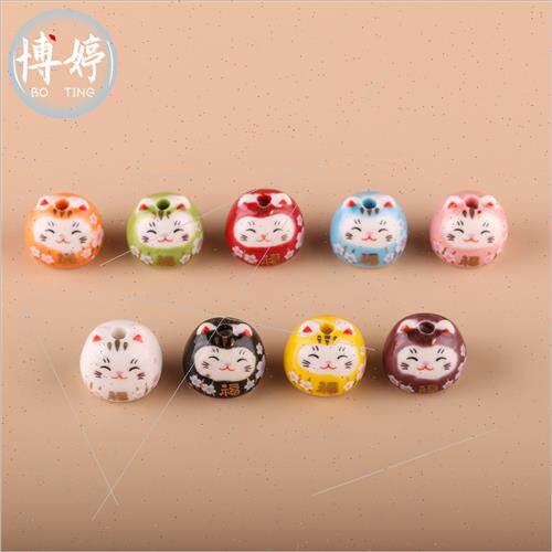 Ceramic Lai Fu tune cat DIY handmade cute vertical holes tun