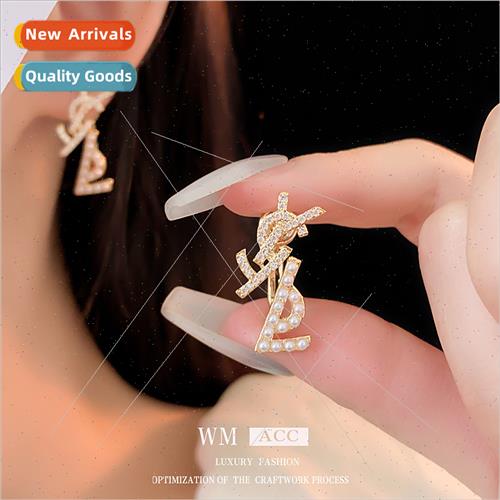 lver needle zirconia letters pearl earrings Korea hundred wh