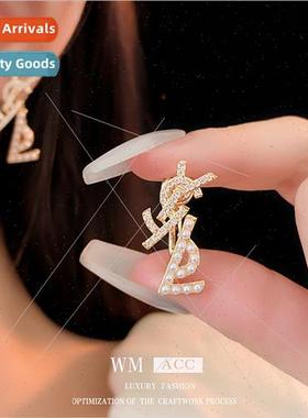 lver needle zirconia letters pearl earrings Korea hundred wh
