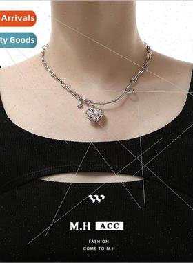 Pink Natural Stone Necklace Women Delicate che Hundred Sweat