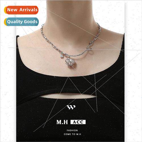 Pink Natural Stone Necklace Women Delicate che Hundred Sweat