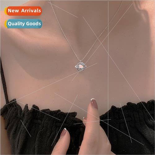 Planet necklace women delicate gradient dazzle color zirconi