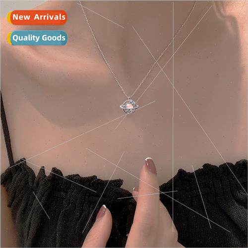 Planet necklace women delicate gradient dazzle color zirconi