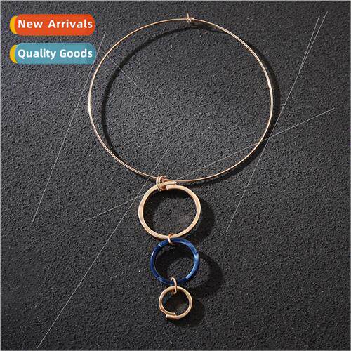 Europe niche color clashing round geometric alloy metal wome