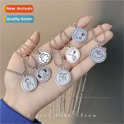 Tanium steel does not lose color bear Snoopy long pendant ne