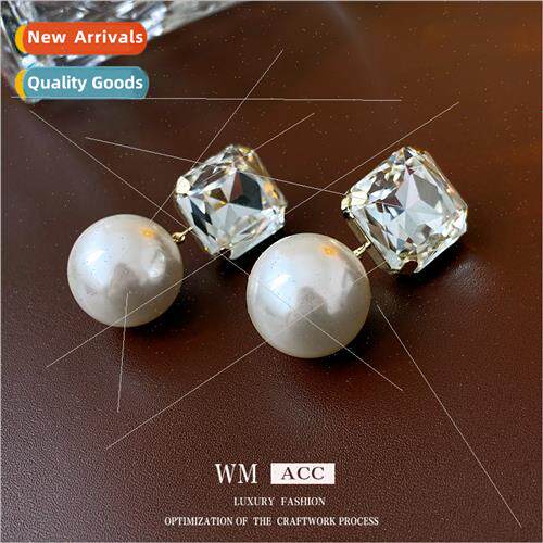 lver pin earrings wh diamonds square pearl earrings French s