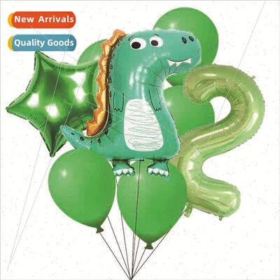 Cute Dinosaur Set Balloon 40 inch Green Big Number Combo Set