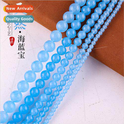 Aquamarine chalcedony round beads diy handmade beading fresh