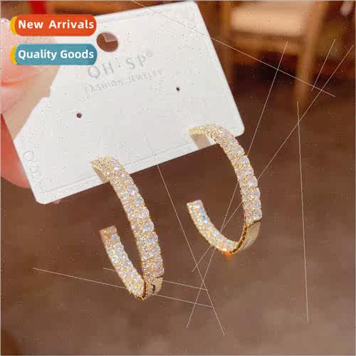 Korea new tide full zirconium C-shaped earrings female cold