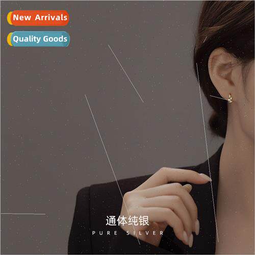 S925 silver Europe simple small tender leaf earrings female
