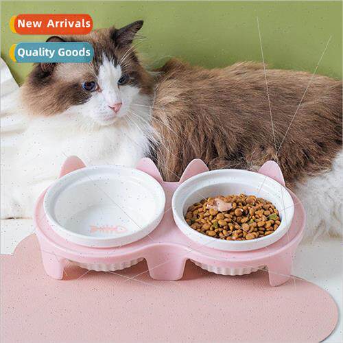 Cat Bowl Ceramic Double Bowl Water Bowl Protect Neck Spine T