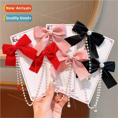 Children bow hair clips baby princess tassel 2024 headdress